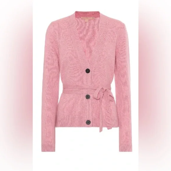 BROCK COLLECTION Belted V-neck Cashmere sweater Size XS Pink - Picture 1 of 7